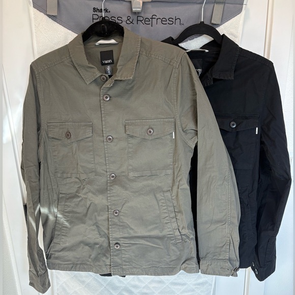 Vuori Ripstop Organic Cotton Shirt Jacket Bundle of 2 (Oregano & Black Size M)